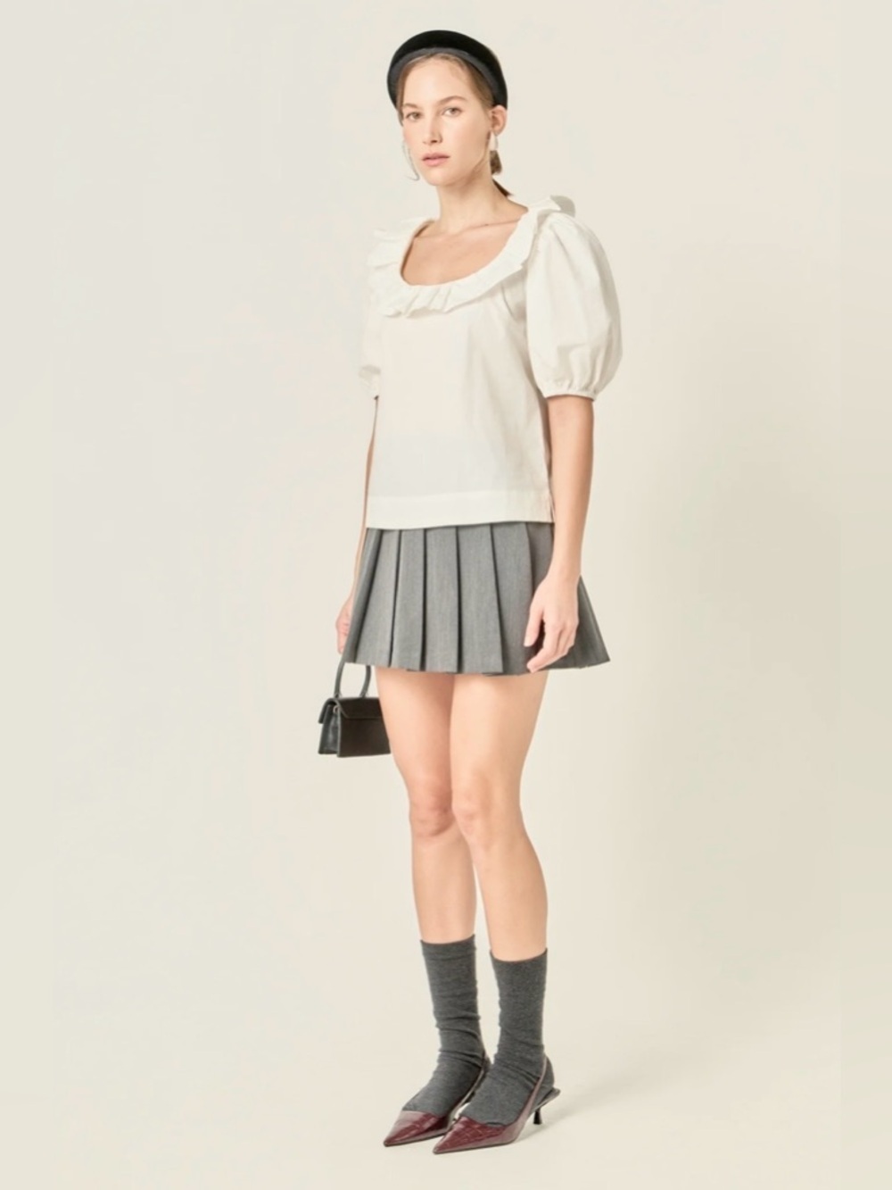 English Factory U-NECKLINE PUFF SLEEVE TOP NWT , sz : medium